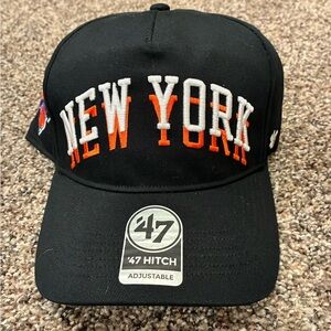 47 Brand Black Cap with Orange and White New York Embroidery
